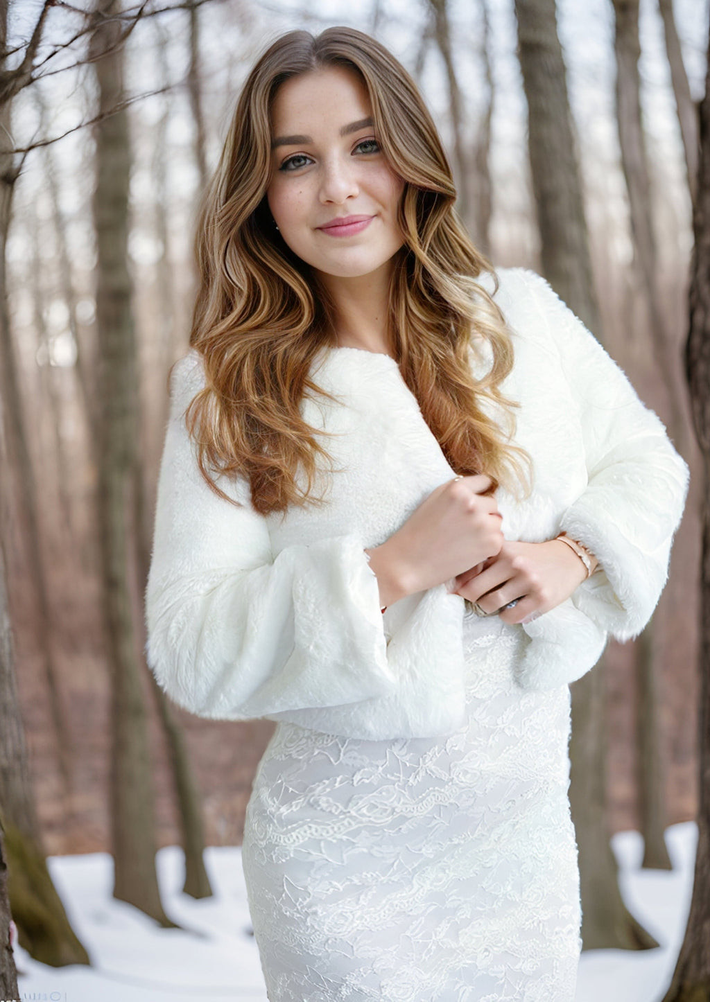 Ivory Faux Fur Bridal Jacket (Anna Ivy05) – Sissily Designs