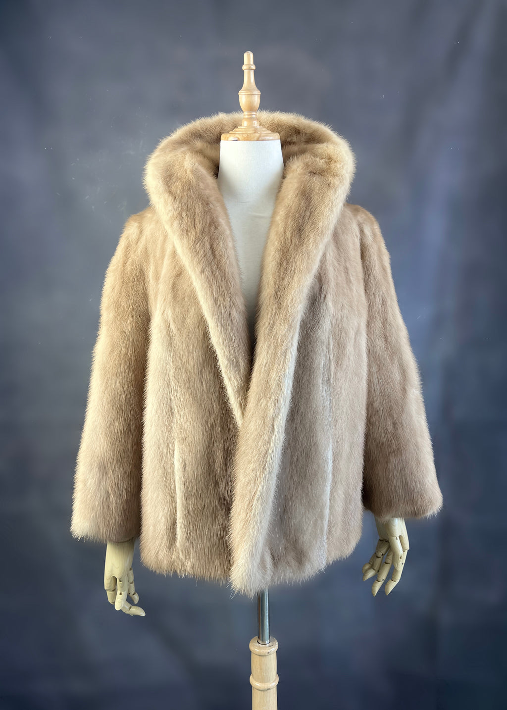 Pastel Mink Coat With Fox Fur Hood Real Mink Fur Coat Real 