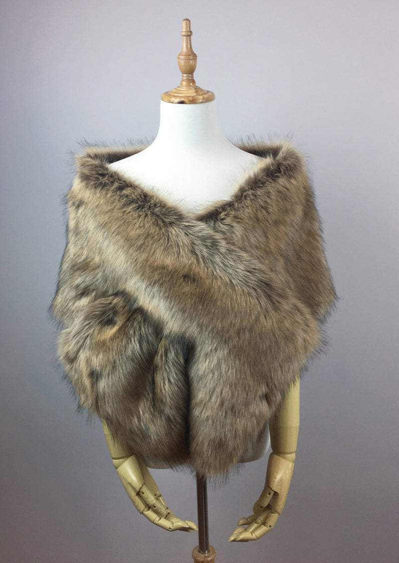 Brown Faux Fur Shawl (Lilian Brw03)