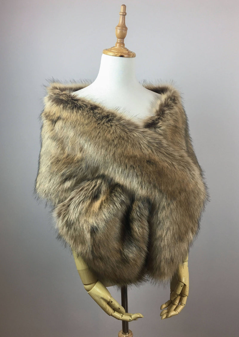 Brown Faux Fur Shawl (Lilian Brw03)