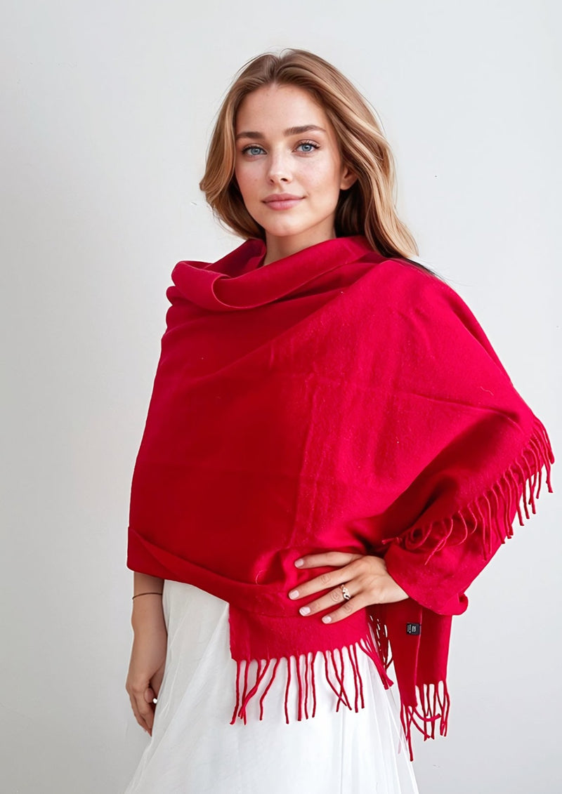 Red 100% Mongolian Wool Shawl/Wrap/Scarf