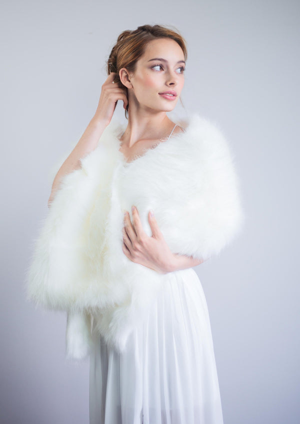 Bridal Ivory Fur Shawl – Sissily Designs
