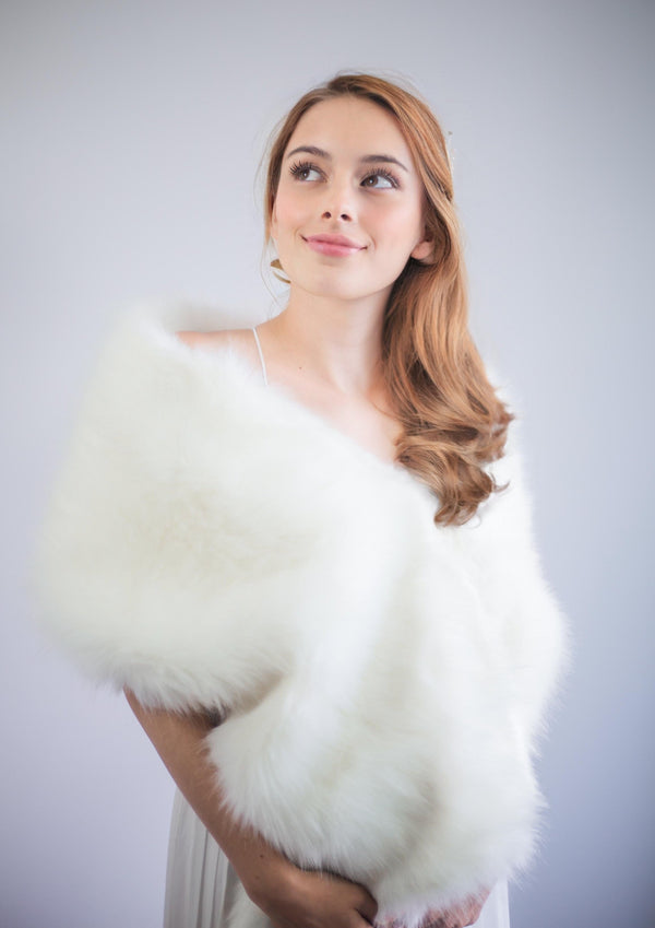 Bridal Ivory Fur Shawl – Sissily Designs