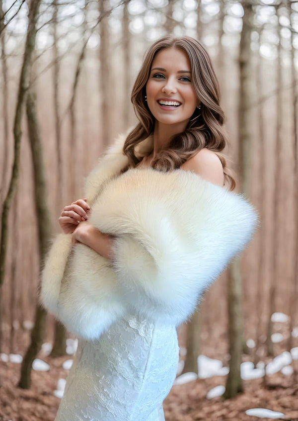Ivory White Fur Cape (Juliet Wht01) – Sissily Designs