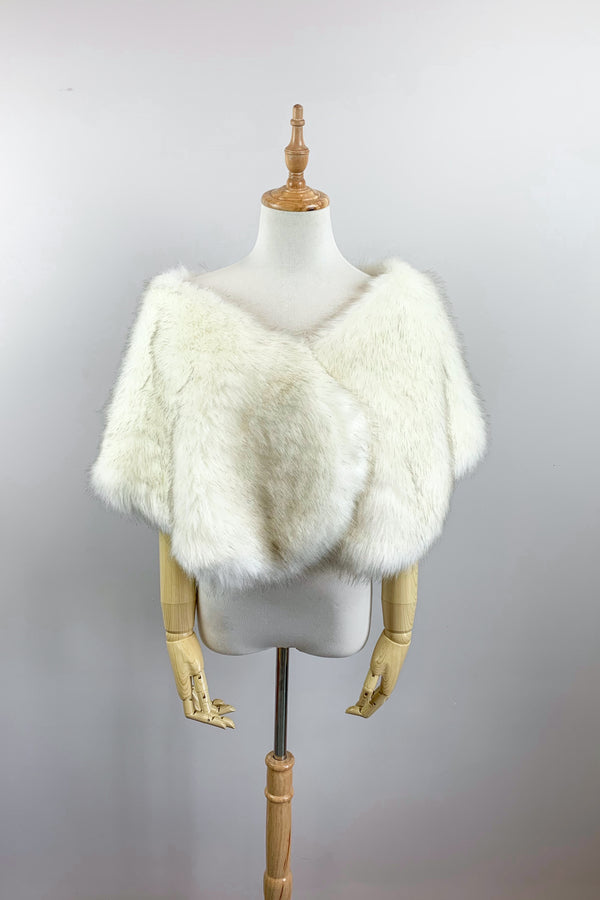 Ivory with Black Fur Wrap (Serena SWht03)