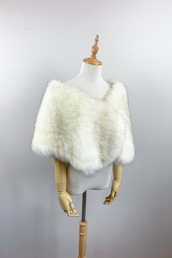 Ivory with Black Fur Wrap (Serena SWht03)